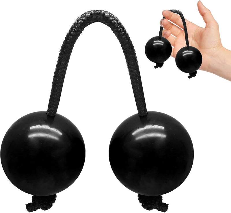 Jersvimc 2 Pair Aslatua Shakers Kashaka Shaker Instrument, African Rhythmic Ball Hand Percussion Musical Black Shaker Balls for Adults - Image 1